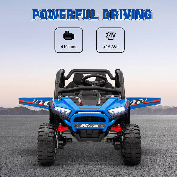 24V 2-seater electric truck with spring suspension, blue