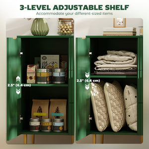 Modern kitchen storage cabinet with 3 drawers and adjustable shelves, green