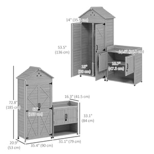 2-in-1 wooden garden shed with shelves
