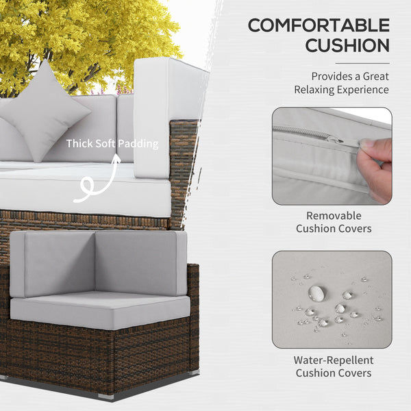 9 Piece Wicker Garden Furniture Set with Cushion, Light Grey