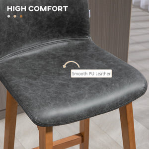 Set of 2 modern bar stools, grey