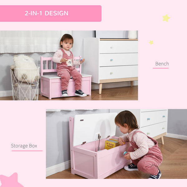 2 in 1 Children's Toy Storage Box, Pink