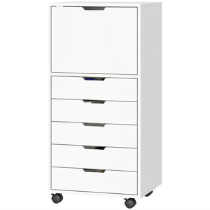 5-drawer mobile file cabinet and storage unit, white