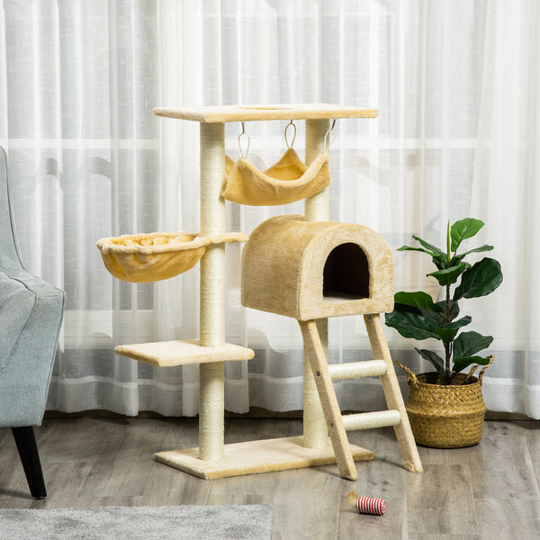 99cm Deluxe Cat Tree with Scratching Post, Condo, Activity Center, Beige