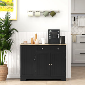 Modern Sideboard with Drawer, Adjustable Shelf, 3 Doors, for Dining Room, Black