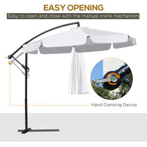 9-foot cantilever parasol with easy tilt adjustment, white