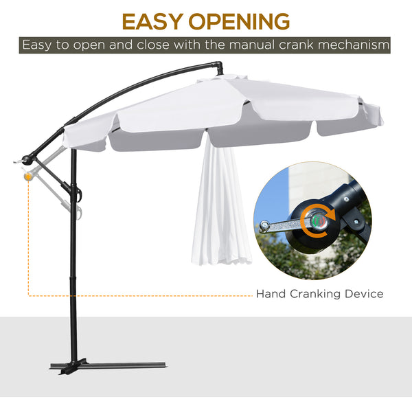 9-foot cantilever parasol with easy tilt adjustment, white