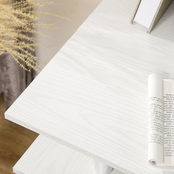 Computer desk with keyboard tray and storage drawers, white