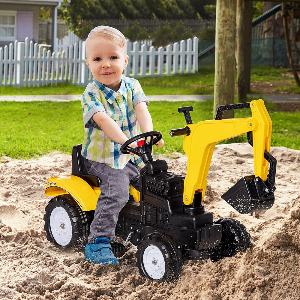Children's pedal tractor, yellow