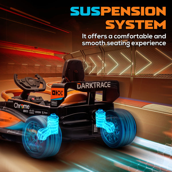 12V Go-Kart with Suspension, Music, MP3 and Remote Control, Orange