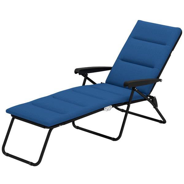 Reclining lounge chair with 6-position adjustable backrest, blue