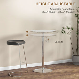 Adjustable bar table with synthetic rattan top and steel base, grey