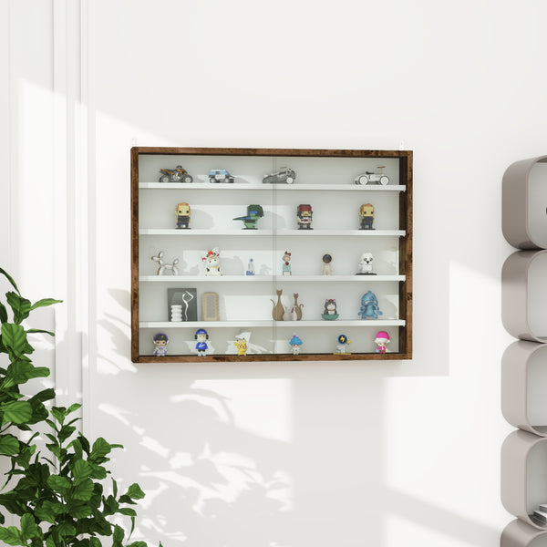 5-Tier Glass Display Cabinet with 2 Glass Doors and 4 Adjustable Shelves, Brown