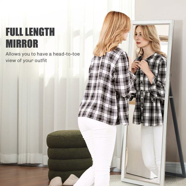 Standing or wall-mounted mirror with frame, white