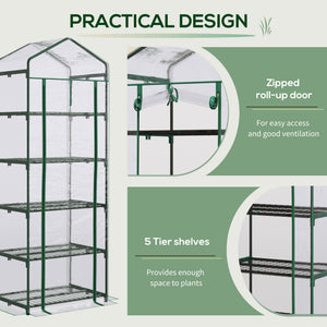 5-tier mini greenhouse with fixing clips