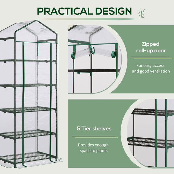 5-tier mini greenhouse with fixing clips