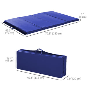 4'x6'x2'' Folding Gym Mat with Carry Handles, Blue