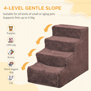4-Step Dog Ramp with Removable Cover, Brown