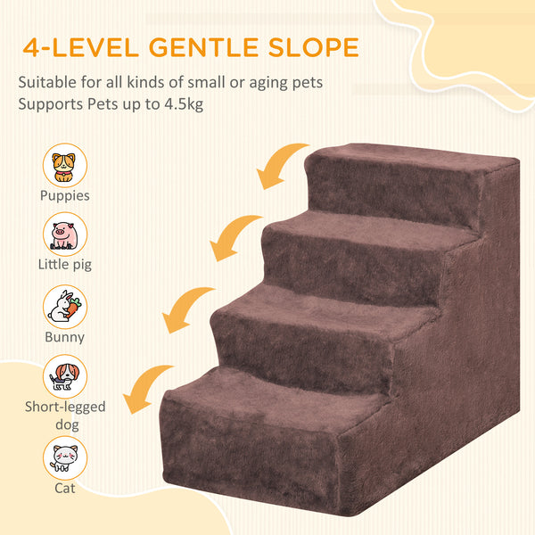 4-Step Dog Ramp with Removable Cover, Brown