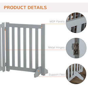 Foldable dog gate with door and 4 panels, gray