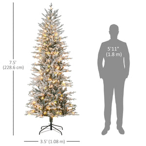 7ft Pre-Lit Frosted Artificial Christmas Tree with Warm White Clear Lights