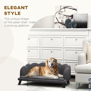 Dog Sofa with Removable Cushion and Wooden Legs for Medium and Large Dogs, Dark Grey