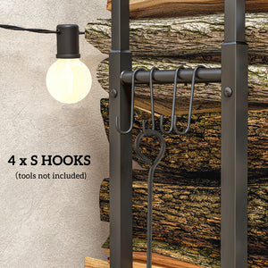 Black Heavy Duty Steel Adjustable Log Rack