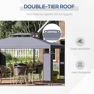 10 x 13 double-roof gazebo with mosquito net, grey