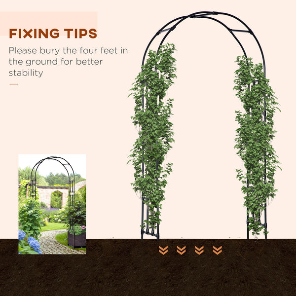 Garden arch with two planters, black