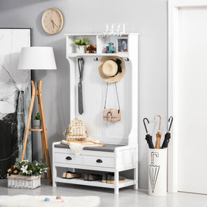 Hallway furniture with bench and shoe storage, white