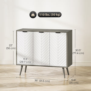 Modern sideboard with adjustable shelves and 3 doors, grey