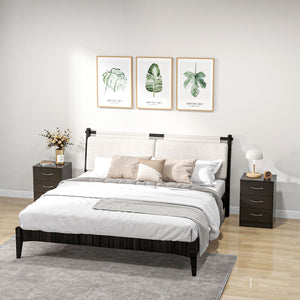 Set of 2 bedside tables with 3 drawers, dark brown