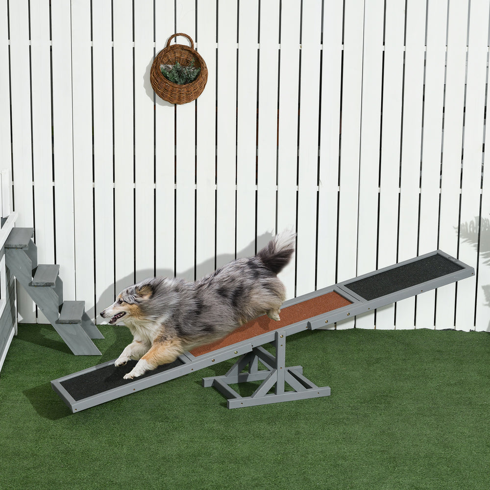 Wooden seesaw for dogs
