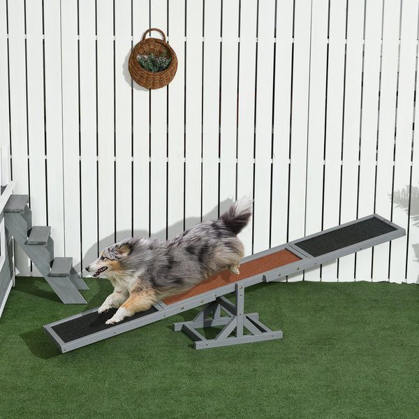 Wooden seesaw for dogs