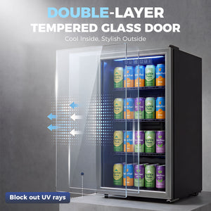 90L Beverage Refrigerator, 139 Cans, Black