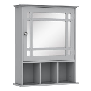 Bathroom cabinet with mirrored door and 3 shelves, gray
