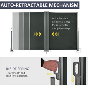 Retractable double side awning, grey