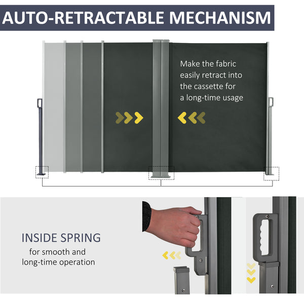 Retractable double side awning, grey
