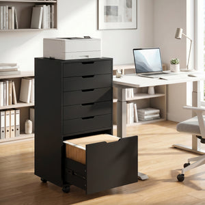 6-drawer mobile filing cabinet, black