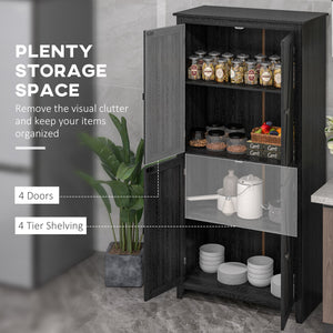 Storage unit with doors and shelves, black