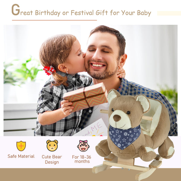 Rocking bear with fun music and soft plush fabric