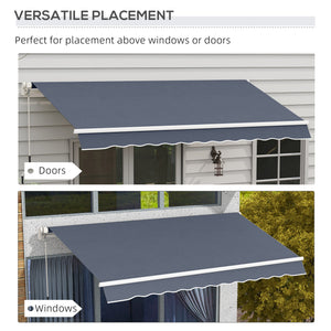 11.8 x 8.2 ft Retractable Patio Awning, Gray 