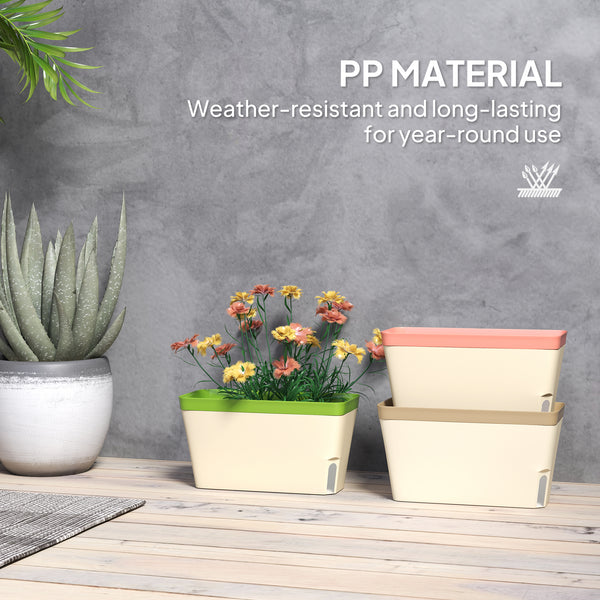 Set of 3 self-watering flower pots