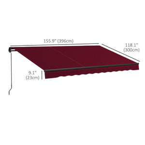 13 x 9.8 ft retractable awning, burgundy red