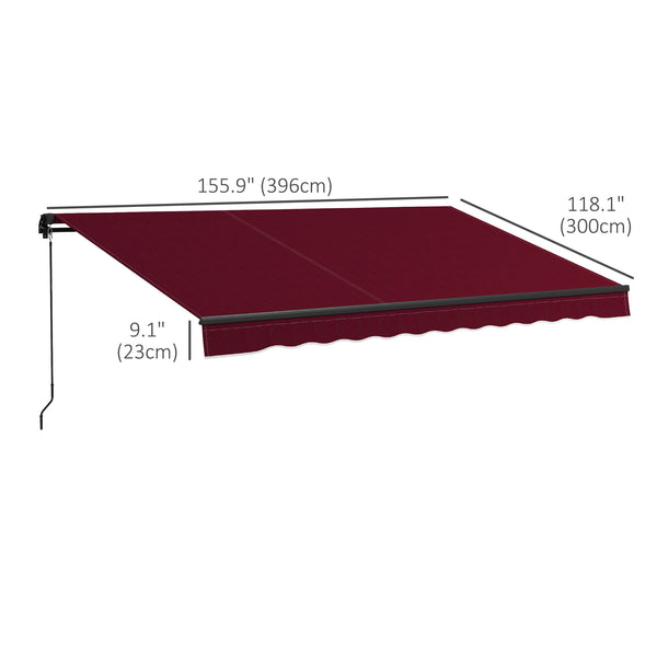 13 x 9.8 ft retractable awning, burgundy red