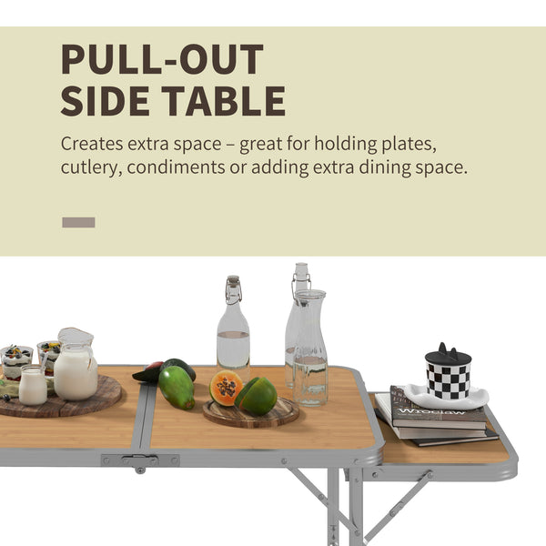 3-legged picnic table with sliding top, in aluminum, adjustable height (2 levels).