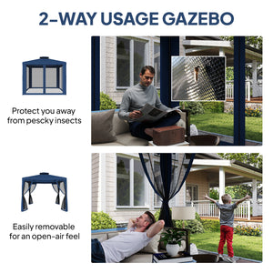 10 x 10 ft gazebo with mosquito netting, dark blue