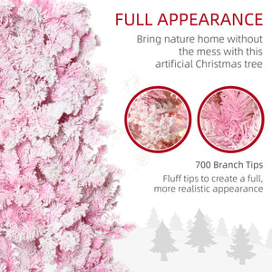 7.5ft Pre-Lit Pink and White Pencil Shape Artificial Christmas Tree