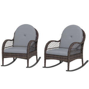 Set of 2 wicker rocking chairs, grey