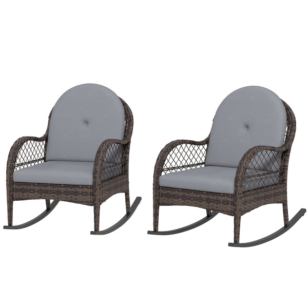 Set of 2 wicker rocking chairs, grey
